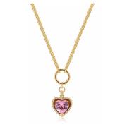 Women's Necklace with Pink Cubic Zirconia Heart Pendant Nialaya , Yell...