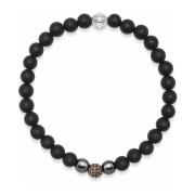 Men's Grey Diamond Wristband with Onyx and Hematite Nialaya , Gray , H...