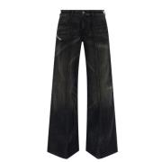 Flared Jeans met Plooi-effect Diesel , Gray , Dames