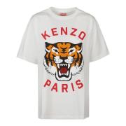 Tijgerprint Oversized T-shirt Kenzo , White , Dames