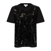 Zwarte Paillet Tee Top Soaked in Luxury , Black , Dames