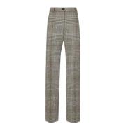 Tartan Wol-Kasjmier Broek Dolce & Gabbana , Gray , Dames