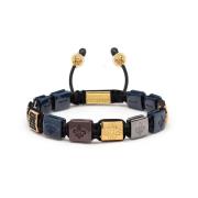 Men`s Ceramic Flatbead Bracelet in Black, Blue, Red and Gold Nialaya ,...