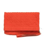 Pre-owned Leather clutches Bottega Veneta Vintage , Orange , Dames