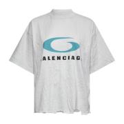 Cropped T-shirt met Logo Print Balenciaga , White , Dames