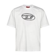 Wit Katoenen T-shirt met Frontlogo Diesel , White , Heren