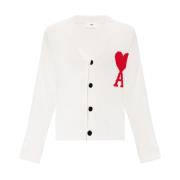 Cardigan met logo Ami Paris , White , Heren