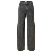 Wijde Marley Jeans Selected Femme , Black , Dames