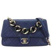 Pre-owned Leather chanel-bags Chanel Vintage , Blue , Dames