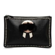 Pre-owned Leather clutches Fendi Vintage , Black , Dames