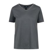 Geborduurde V-hals katoenen T-shirt Max Mara , Gray , Dames