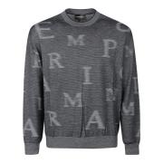 Stijlvol Monogram Sweater Emporio Armani , Gray , Heren