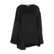 Zijden Mix Asymmetrische Blouse Vrouwen Jil Sander , Black , Dames