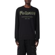 Graffiti Print Sweater Alexander McQueen , Black , Heren