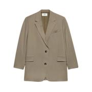 Archief Beige Wollen Blazer Ami Paris , Beige , Dames