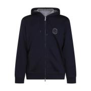 Blauwe Katoenen Hoodie Brunello Cucinelli , Blue , Heren