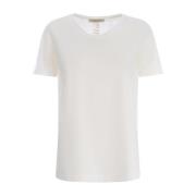 Geribbeld V-hals T-shirt Max Mara , White , Dames