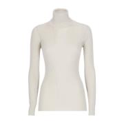 Witte Cashmere en Zijden Trui met Lurex Details Brunello Cucinelli , W...