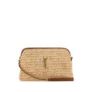 Rafia Mini Tas met Rafia Detail Saint Laurent , Beige , Dames