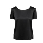 Zwarte zijden satijnen blouse korte mouwen Pennyblack , Black , Dames