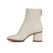 Witte Leren Enkellaarzen Elegante Stijl AGL , White , Dames