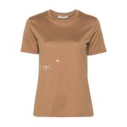 Katoenen T-shirt met Logoprint Max Mara , Brown , Dames