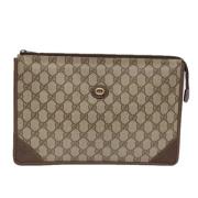 Pre-owned Leather clutches Gucci Vintage , Beige , Dames