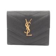 Pre-owned Leather wallets Yves Saint Laurent Vintage , Black , Dames