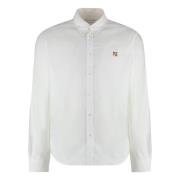 Vos Patch Katoenen Shirt Maison Kitsuné , White , Heren