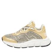 Pre-owned Leather sneakers Versace Pre-owned , Yellow , Dames