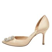 Pre-owned Satin heels Manolo Blahnik Pre-owned , Beige , Dames