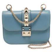 Pre-owned Leather shoulder-bags Valentino Vintage , Blue , Dames