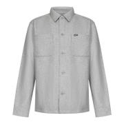 Grijze knoopshirt met krokodilborduursel Lacoste , Gray , Heren