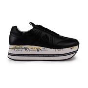 Zwarte Leren Dames Sneakers Premiata , Black , Dames