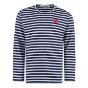 Gestreept katoenen t-shirt met logopatch Comme des Garçons Play , Blue...