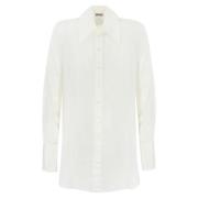 Witte Viscose Overhemd Lange Mouw Herno , White , Dames