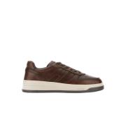 Bruine leren sneakers klassieke Italiaanse stijl Hogan , Brown , Heren