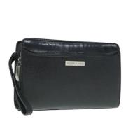 Pre-owned Leather clutches Burberry Vintage , Black , Dames