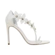 Bloemenapplicatie Stiletto Sandalen René Caovilla , White , Dames