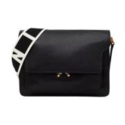 Zwarte leren schoudertas Marni , Black , Dames