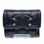 Pre-owned Leather wallets Chanel Vintage , Black , Dames