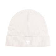 Logo-Patch Ribgebreide Beanie Courrèges , Beige , Dames