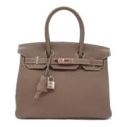 Pre-owned Leather handbags Hermès Vintage , Gray , Dames