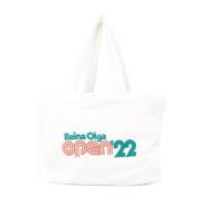 Witte Katoenen Tote Tas met Logo Reina Olga , White , Dames