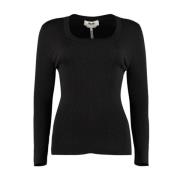 Elegante Zwarte Geribbelde Trui Msgm , Black , Dames