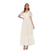 Crème Maxi Jurk Verity Needle & Thread , White , Dames