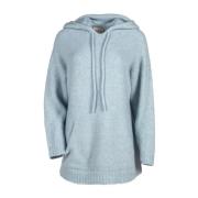 Blauwe Anemone Gebreide Hoodie Trui Semicouture , Blue , Dames