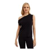 Zwarte one shoulder top Norma Kamali , Black , Dames