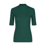 Geribbeld hoge hals groen T-shirt Modström , Green , Dames