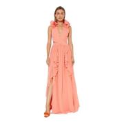 Oranje Ruche Maxi Jurk Patbo , Orange , Dames